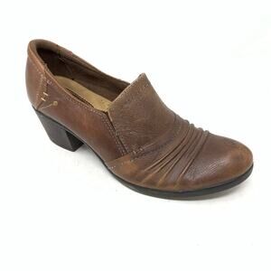 Earth Origins Derby Brown Leather Ankle Shootie Bootie Heeled Slip On Shoe 9